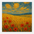 Unframed 50x50 cm 20x20″ - “Sun-Spun Fields” | Golden Wheat & Poppy Field Art Print - Play By Print