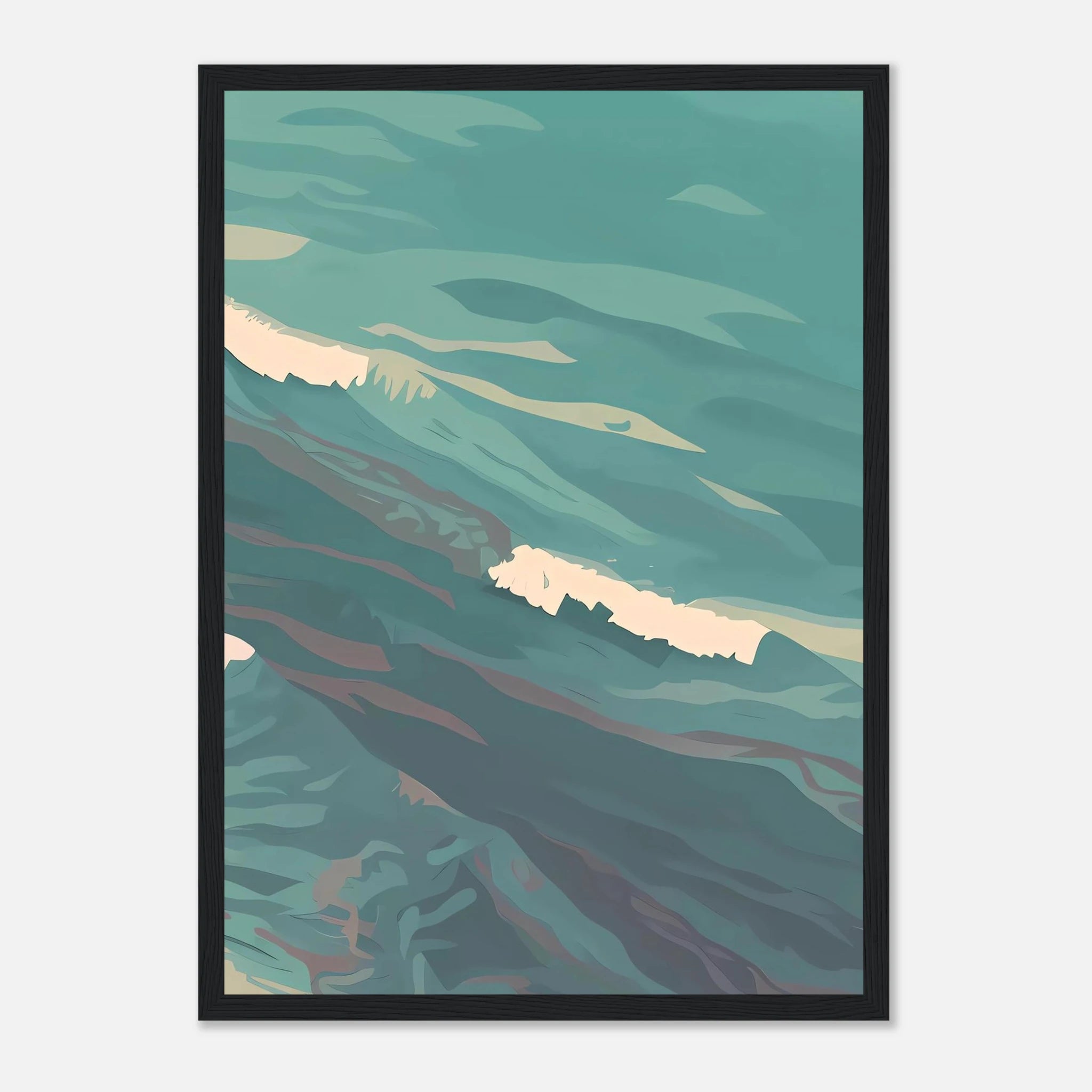 Black frame - Coastal Horizon Abstract Wall Art | Right Panel - Play By Print