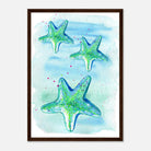 Dark wood frame A3 (29.7 x 42 cm) - Tide Treasures – Watercolour Starfish Art Print 🌟🩵 - Play By Print