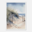 White frame - Windswept Shoreline Path – Coastal Art Print - Play By Print