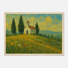 Wood frame A3 (29.7 x 42 cm) - “Chapel on the Hill” | Countryside Church Landscape Print - Play By Print
