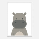 White frame - Hippo – Minimalist Safari Animal Art Print - Play By Print