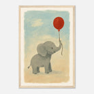 Wood frame 30x45 cm 12x18″ - Baby Elephant with Balloon – Gouache Nursery Art Print - Play By Print
