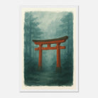 White frame 30x45 cm 12x18″ - Torii Gate in Mist – Gouache Japanese Landscape Art Print - Play By Print