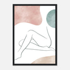 Black frame - Boho Nude Line Art Print | Minimalist Female Silhouette with Earth Tones - Iris