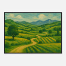 Black frame A1 (59.4 x 84.1 cm) - “Winding Through Green” | Rolling Hills Countryside Print - Play By Print