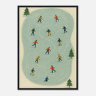 Black frame A2 (42 x 59.4 cm) - Winter Ice Skating Print | Whimsical Folk Art Style - Play By Print