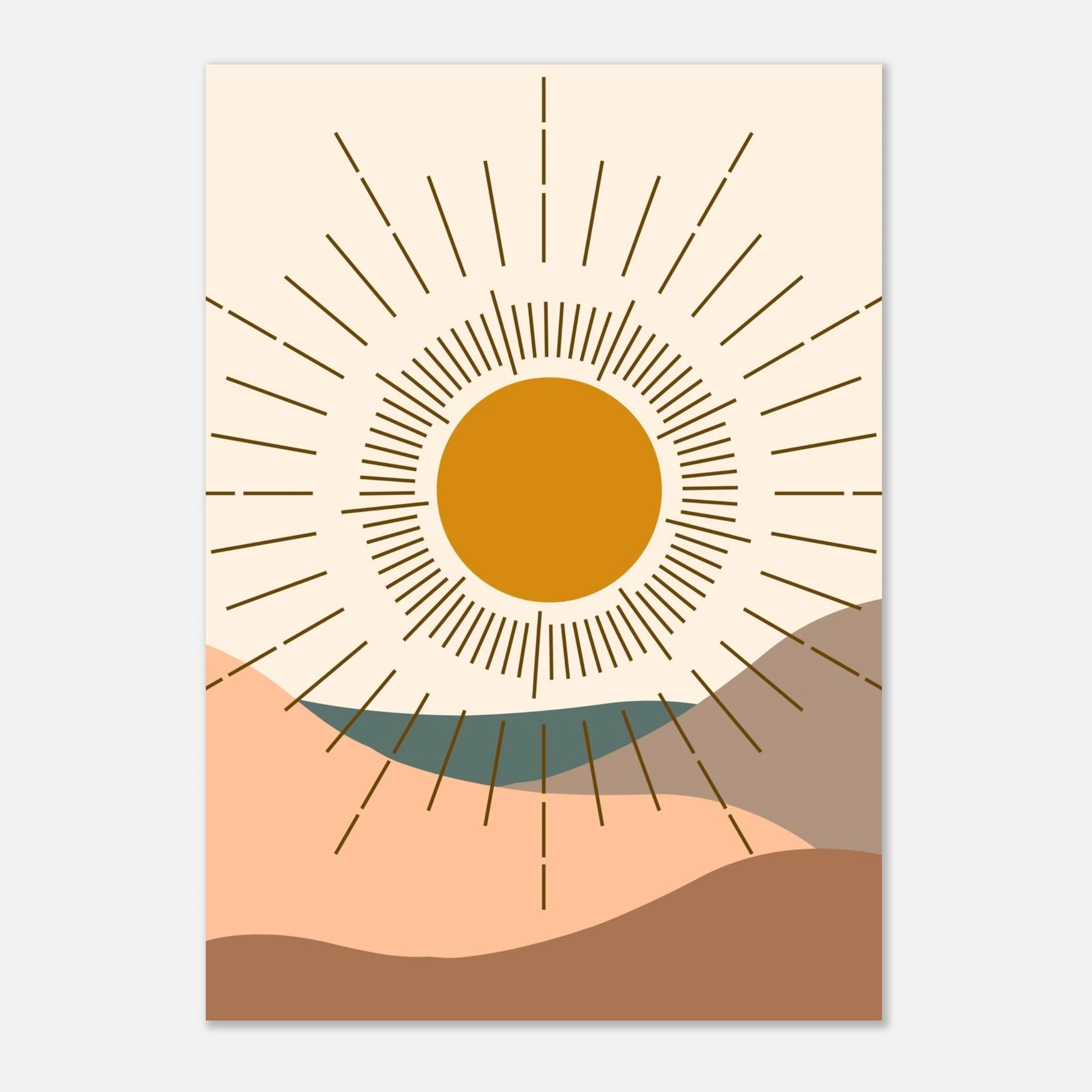 Unframed - Minimalist Sun Print Boho Desert Landscape Wall Art - Play By Print