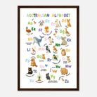 Dark wood frame - Australian Animal Alphabet Poster – Watercolour ABC Chart for Kids - Play By Print