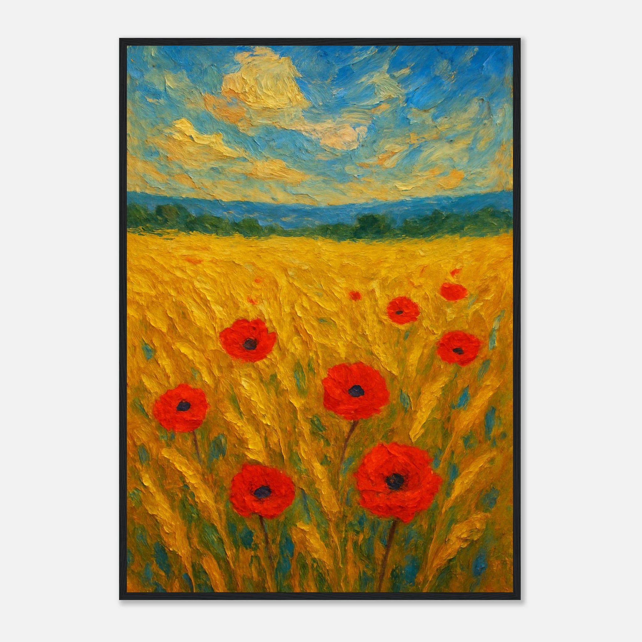 Black frame A1 (59.4 x 84.1 cm) - Golden Poppy Field Print | Vibrant Impressionist Landscape - Play By Print