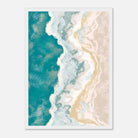 White frame - Golden Shoreline – Textured Coastal Abstract Beach Art - Play By Print