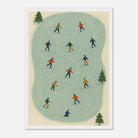 White frame A3 (29.7 x 42 cm) - Winter Ice Skating Print | Whimsical Folk Art Style - Play By Print