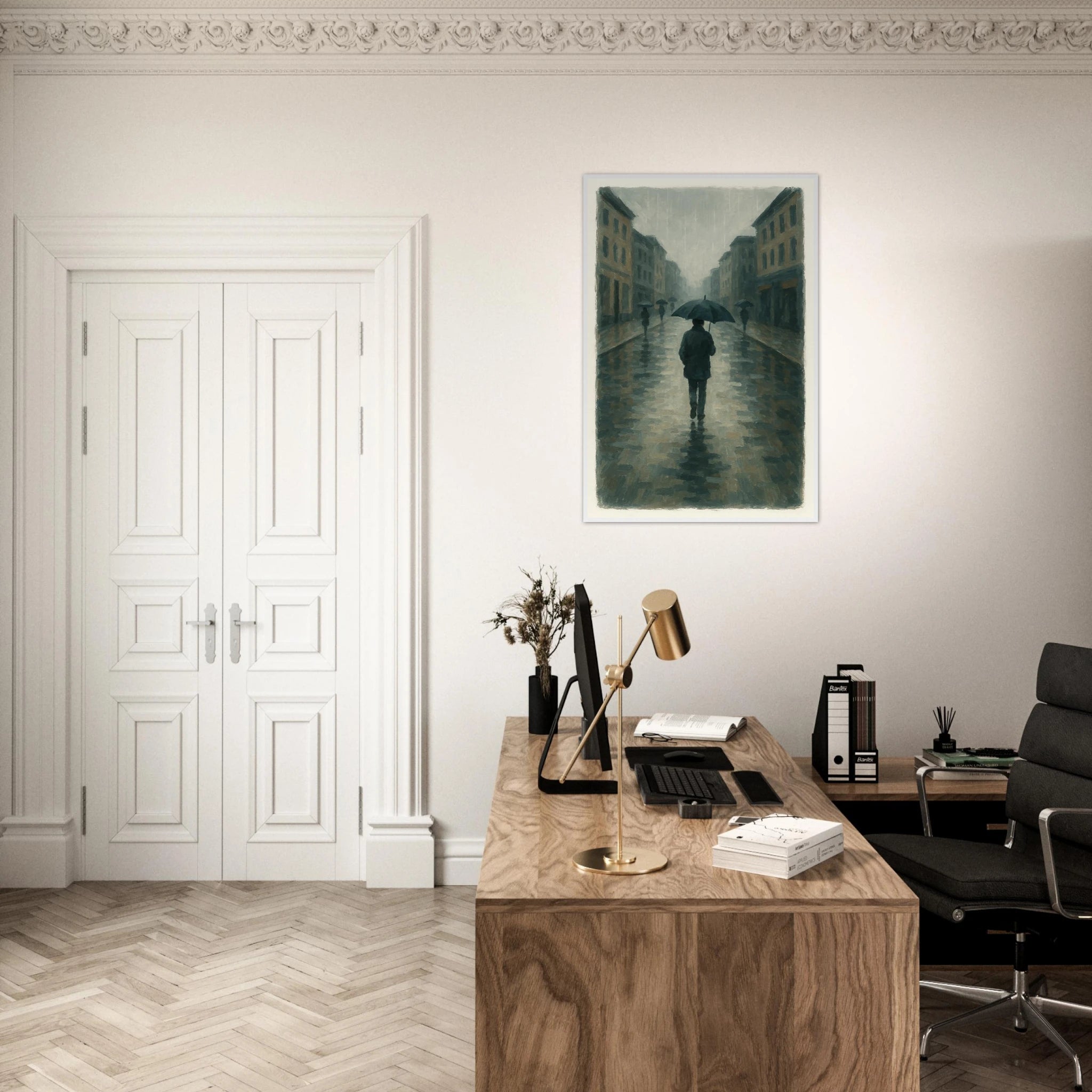 # all-groups - Rainy City Walk – Gouache-Style Art Print - Play By Print