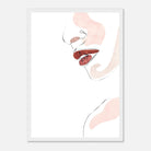 White frame - Bite Me – Minimal Lips & Cherry Line Art Print - Play By Print