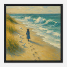 Black frame 30x30 cm 12x12″ - “Soft Steps by the Sea” | Serene Coastal Art Print - Play By Print