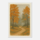 White frame 60x90 cm 24x36″ - Whispering Path – Misty Autumn Forest Wall Art Print - Play By Print