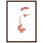 Dark wood frame - Bare Expression – Minimalist Abstract Face Print in Terracotta - Daisy