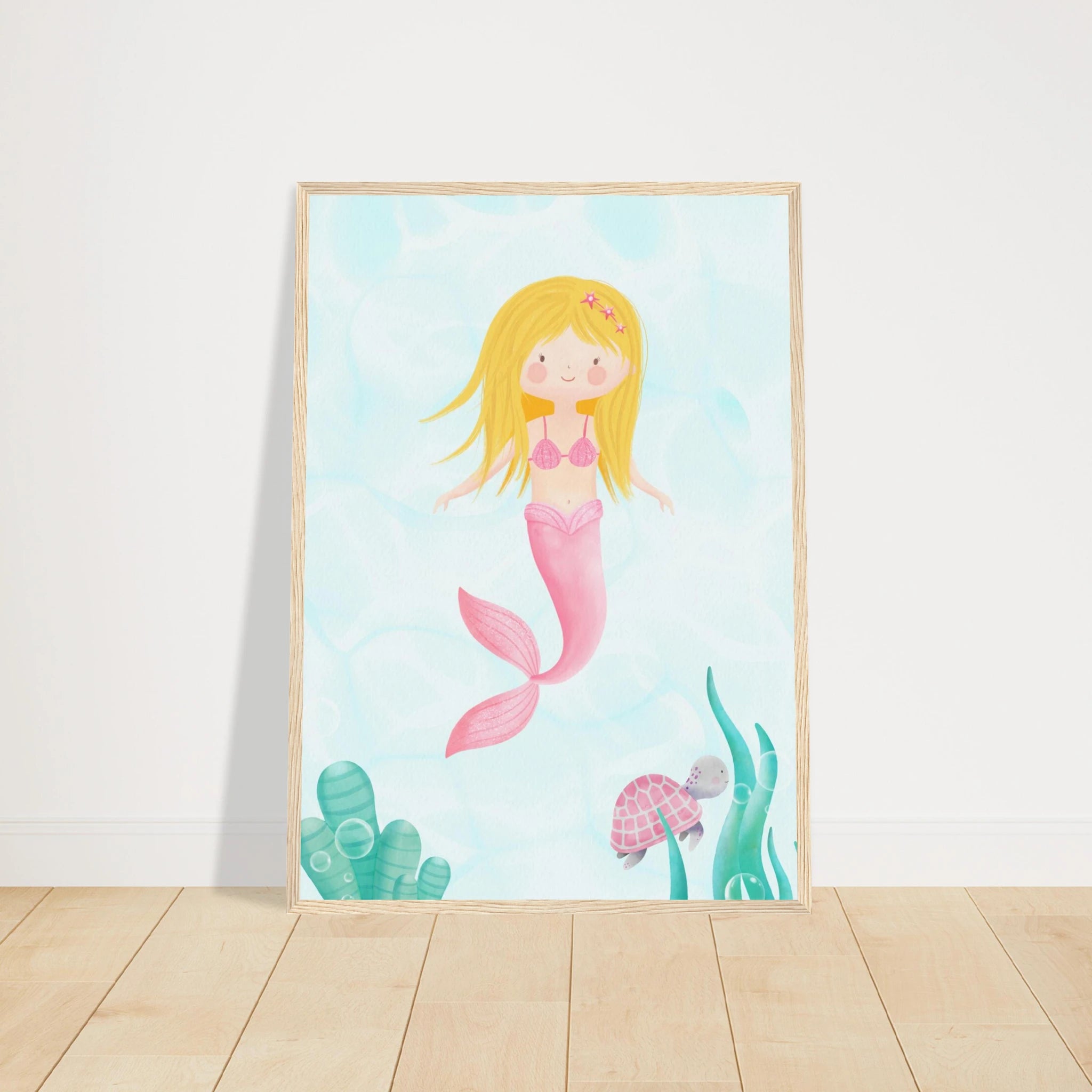 # all-groups - Blonde Mermaid Wall Art | Watercolour Ocean Nursery Print for Girls - Iris