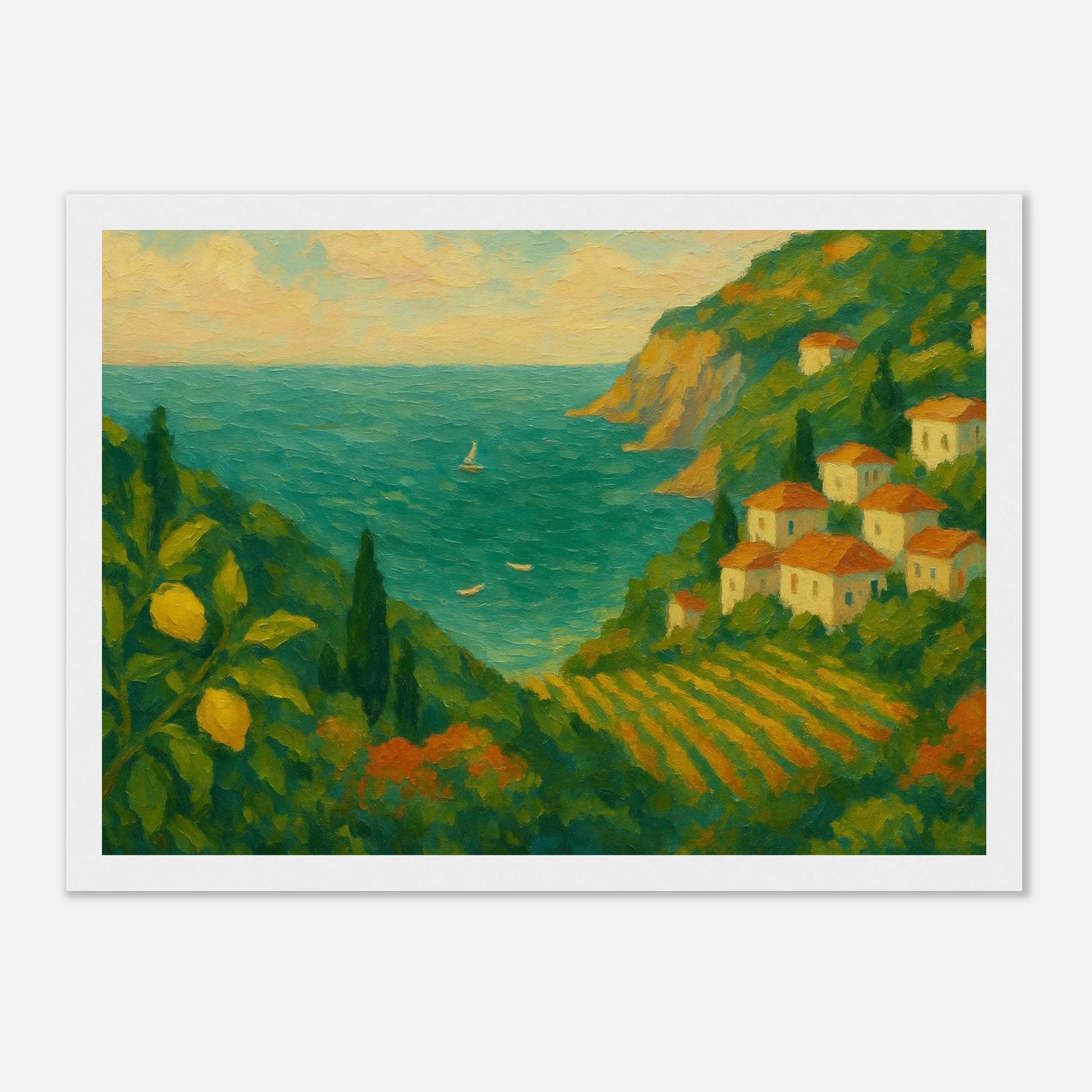 White frame 21x29.7 cm 8x12" - “Lemon Coast Daydream” | Amalfi-Inspired Coastal - Play By Print