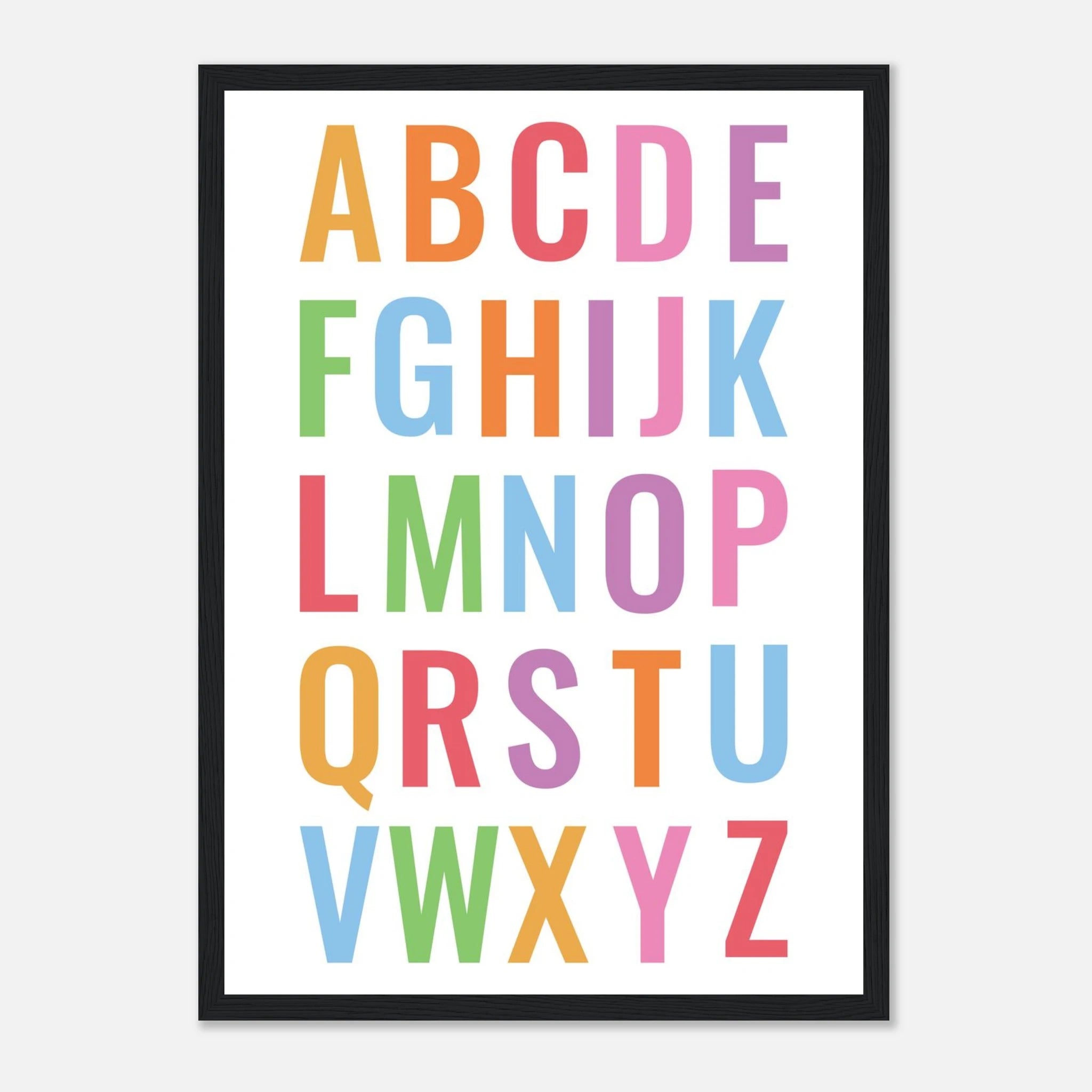 Black frame - Bright Alphabet Poster – Colourful ABC Wall Art for Kids by Elena - Elena