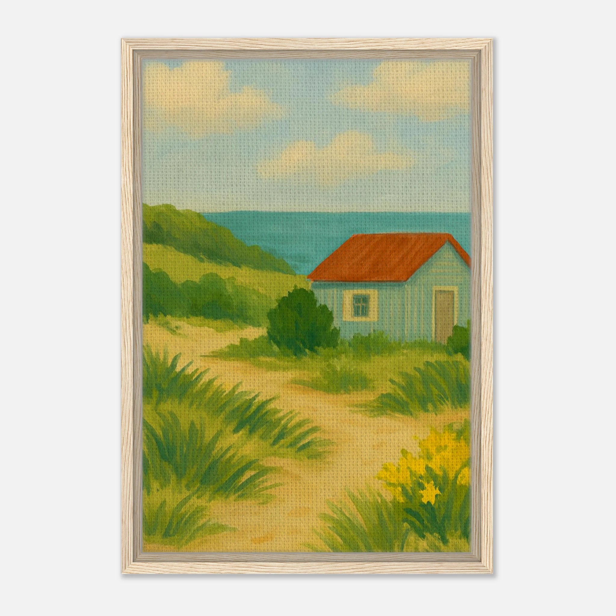 Wood frame 40x60 cm 16x24″ - Coastal Beach Shack Canvas Wall Art - Play By Print