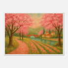 White frame A1 (59.4 x 84.1 cm) - Spring Cherry Blossom Lane – Pink Blossoms by the River Art Print - Play By Print