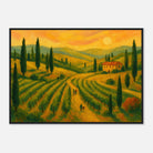 Black frame A1 (59.4 x 84.1 cm) - “Sunset Over Tuscany” | Golden Vineyard Landscape - Play By Print