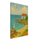 Canvas 40x60 cm 16x24″ - Seaside Jetty – Coastal Pelican Canvas Wall Art - Play By Print