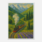White frame A2 (42 x 59.4 cm) - Mountain Steam Train Wall Art | Textured Painterly Travel - Play By Print