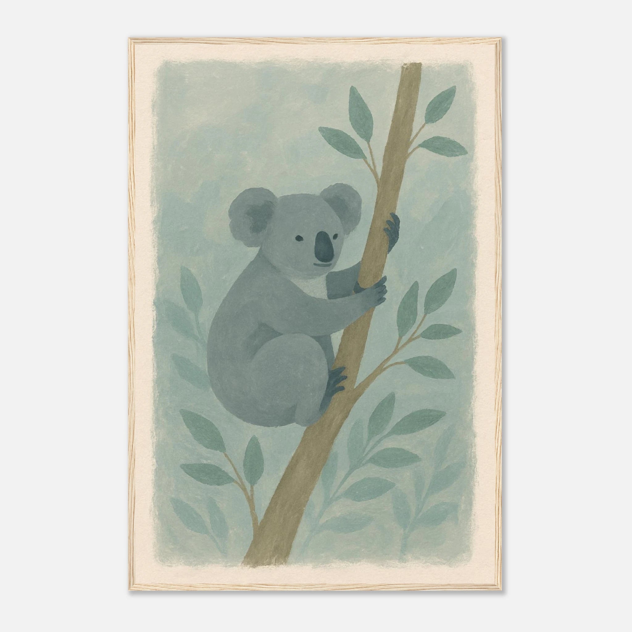 Wood frame 60x90 cm 24x36″ - Cuddly Koala in the Eucalypts – Australian Nursery Art Print - Play By Print