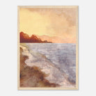 Wood frame - Golden Coastline – Watercolour Sunset Seascape Art Print - Daisy