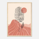 Wood frame - Terracotta Sun & Palm – Minimalist Abstract Desert Landscape by Daisy - Daisy