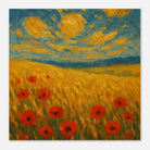 Unframed 70x70 cm 28x28″ - “Sun-Spun Fields” | Golden Wheat & Poppy Field Art Print - Play By Print