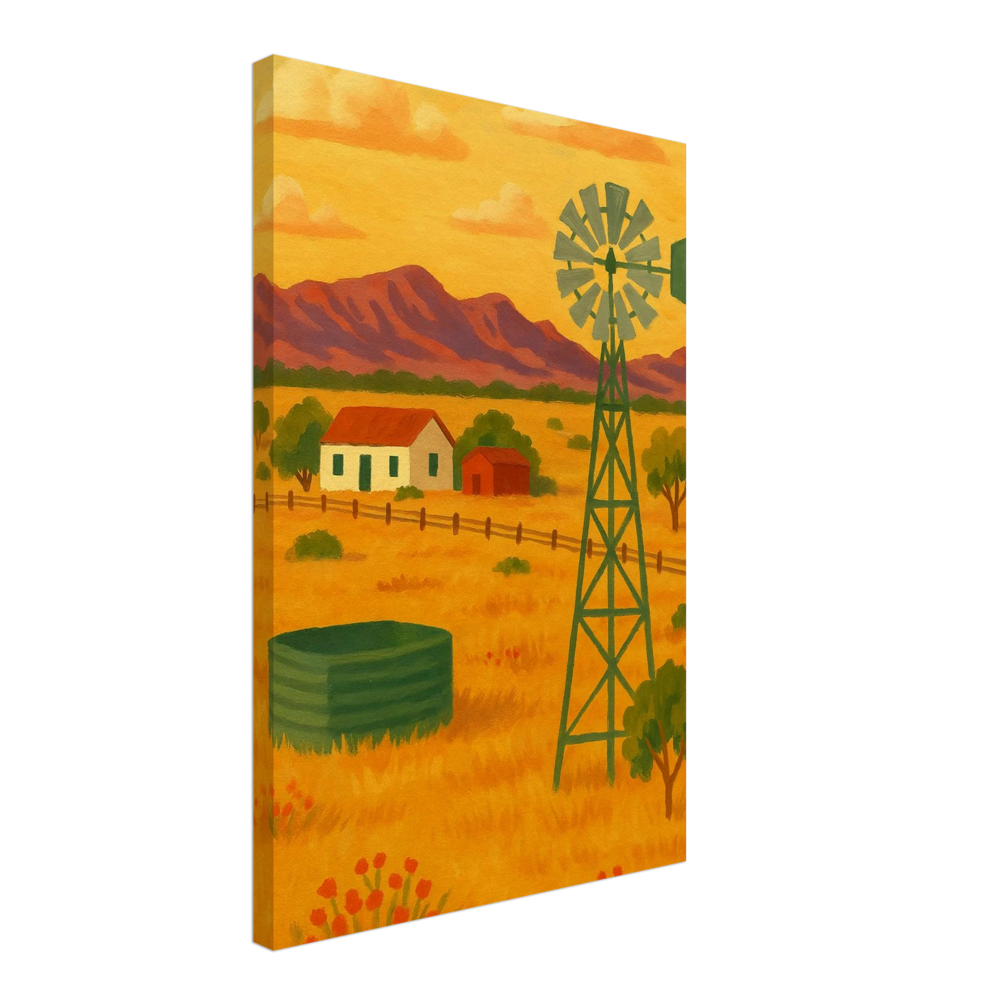 Canvas 40x60 cm 16x24″ - Outback Windmill Landscape Canvas Wall Art - Play By Print