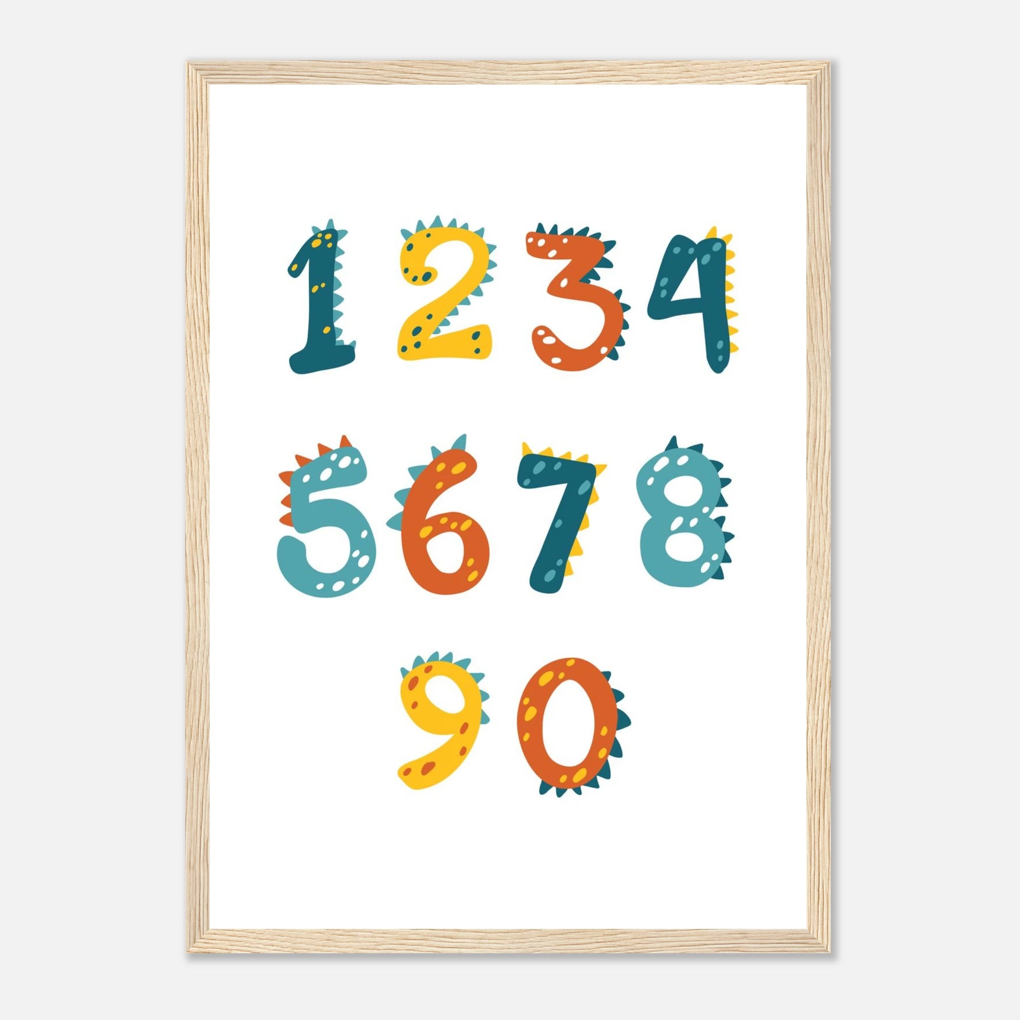 Wood frame - Dinosaur Numbers Poster | 0–9 Counting Print for Kids - CDT