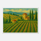 White frame A2 (42 x 59.4 cm) - Tuscan Serenity – Golden Vineyard Landscape Wall Art Print - Play By Print
