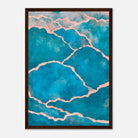 Dark wood frame - Cracked Ocean – Abstract Teal Coastal Texture Art Print - Daisy