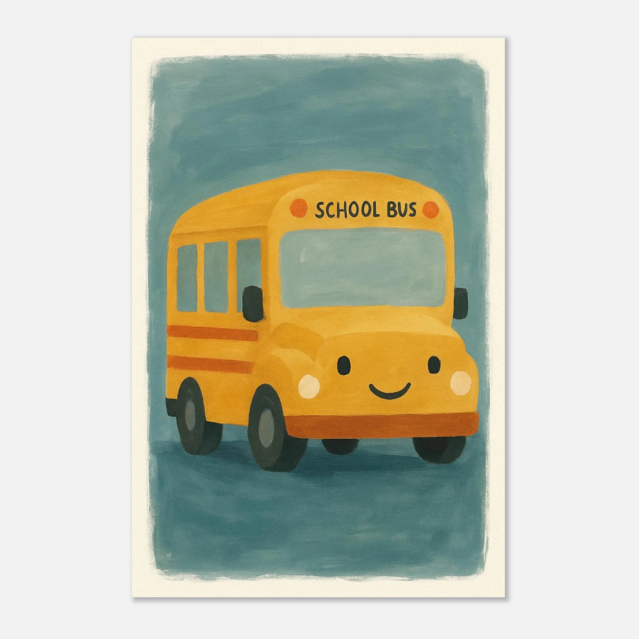 Unframed 60x90 cm 24x36″ - Happy School Bus – Whimsical Nursery Art Print - Play By Print