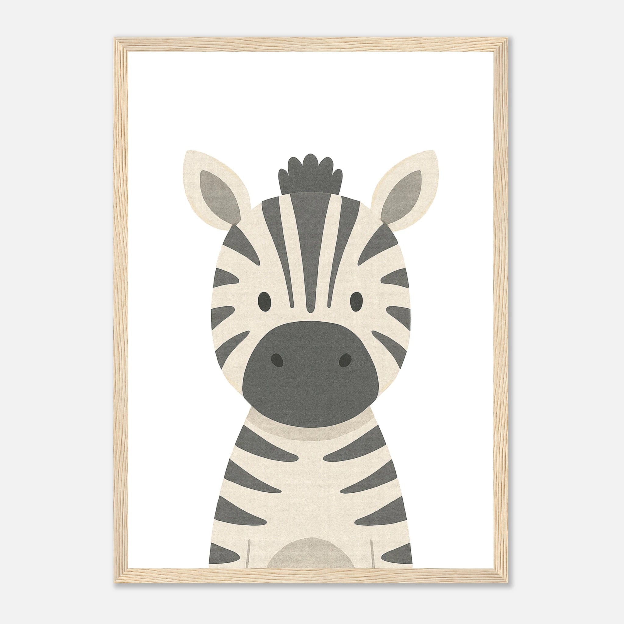 Wood frame - Zebra – Minimalist Safari Animal Art Print | Monochrome Nursery or Kids’ Poster - Play By Print