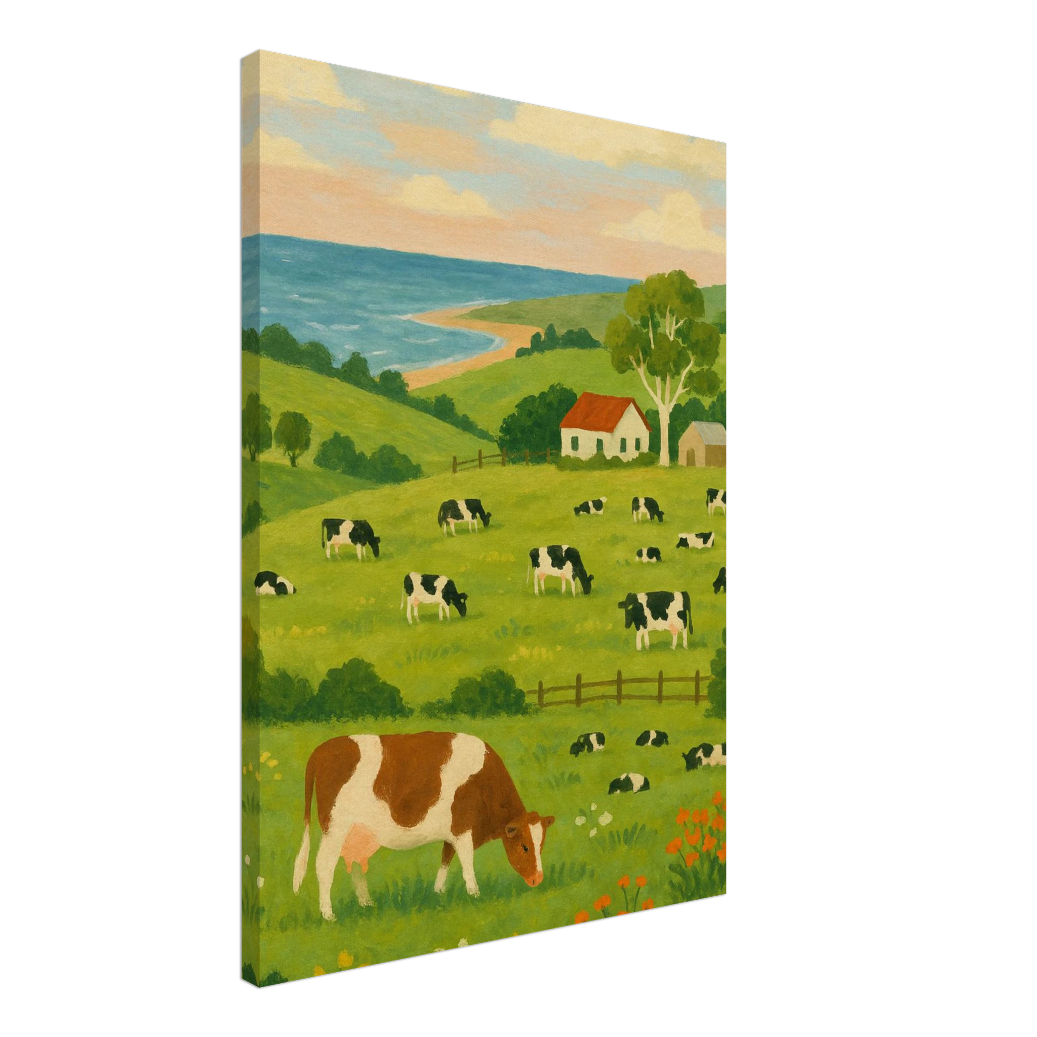 Canvas 50x70 cm 20x28″ - Coastal Dairy Farm – Country Landscape Canvas Wall Art - Play By Print