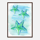 Dark wood frame A2 (42 x 59.4 cm) - Tide Treasures – Watercolour Starfish Art Print 🌟🩵 - Play By Print