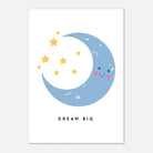 Unframed - Dream Big Moon & Stars Poster | Cute Nursery Print with Inspirational Quote - Elena