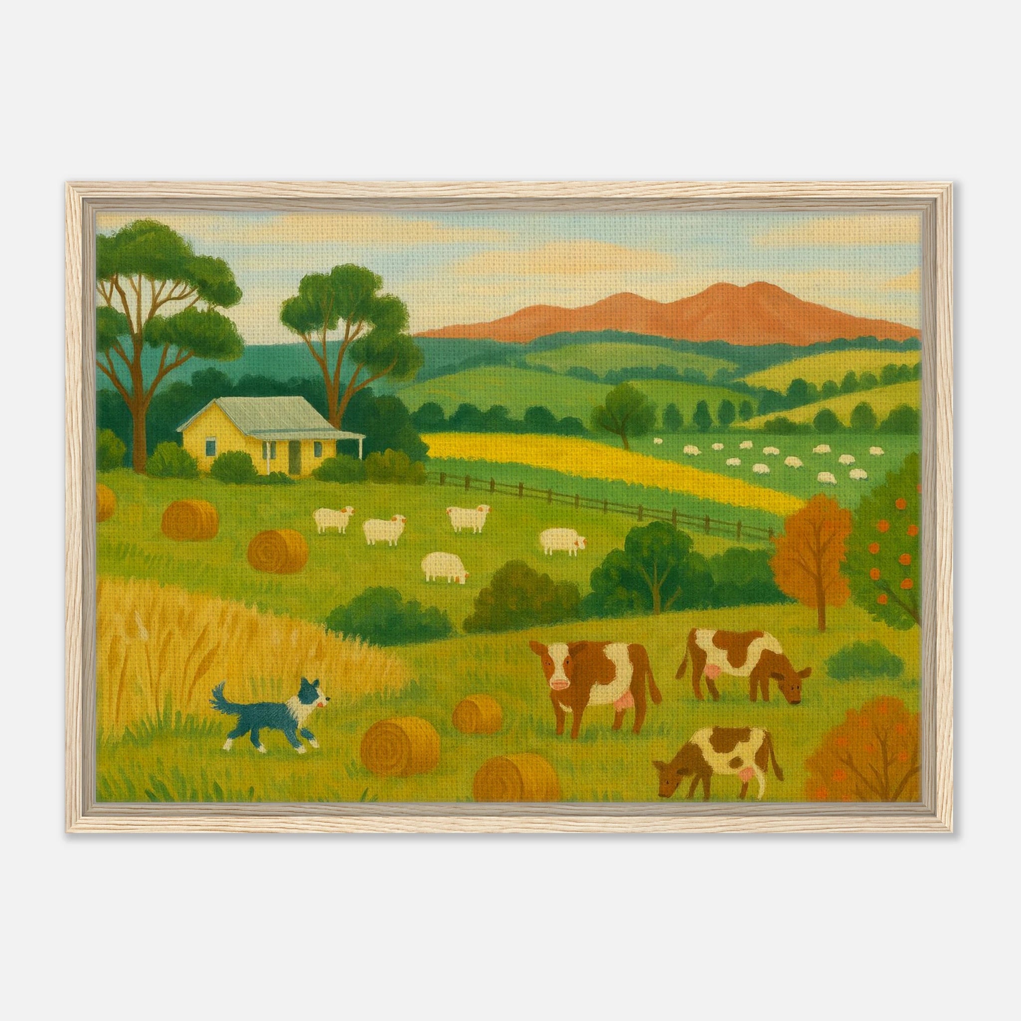 Wood frame 50x70 cm 20x28″ - Australian Farm Life Landscape Canvas Wall Art - Play By Print