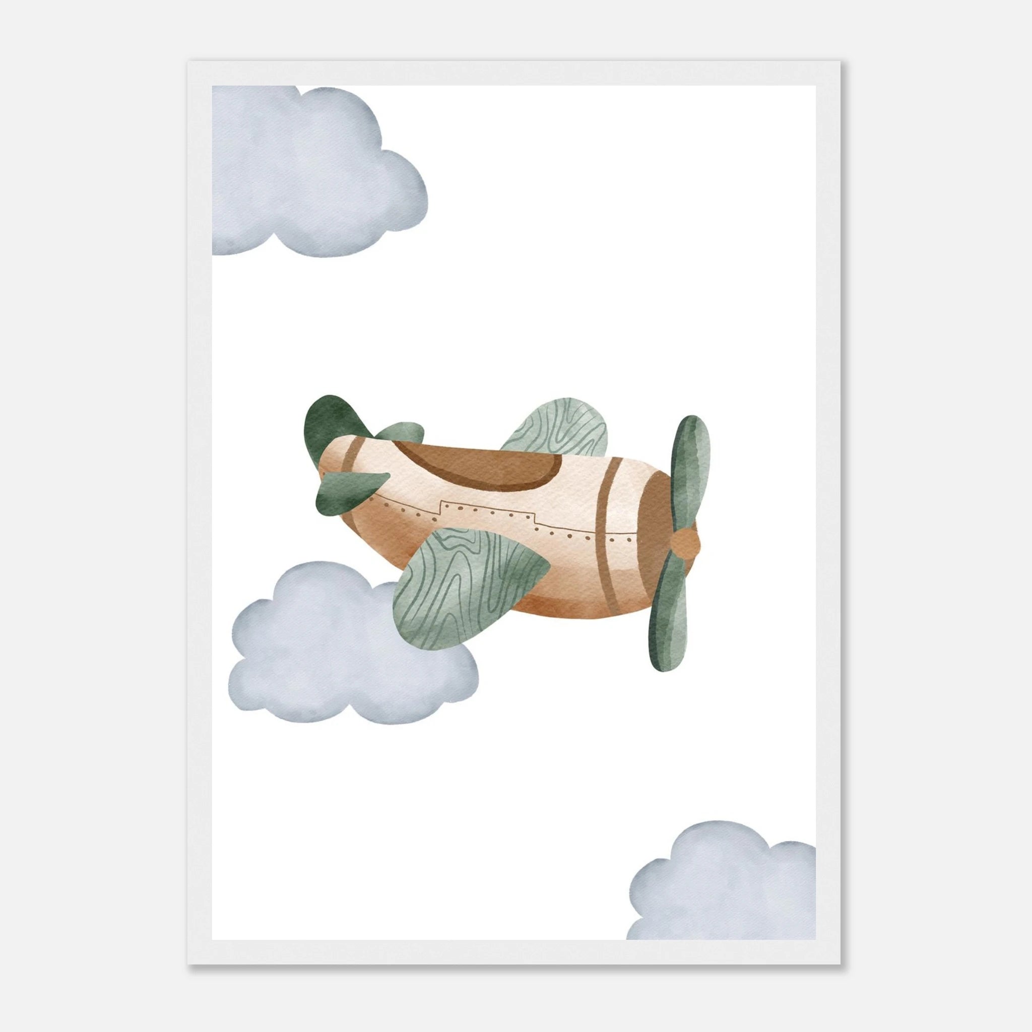 White frame - Woodland Vintage Airplane Wall Art - Olga