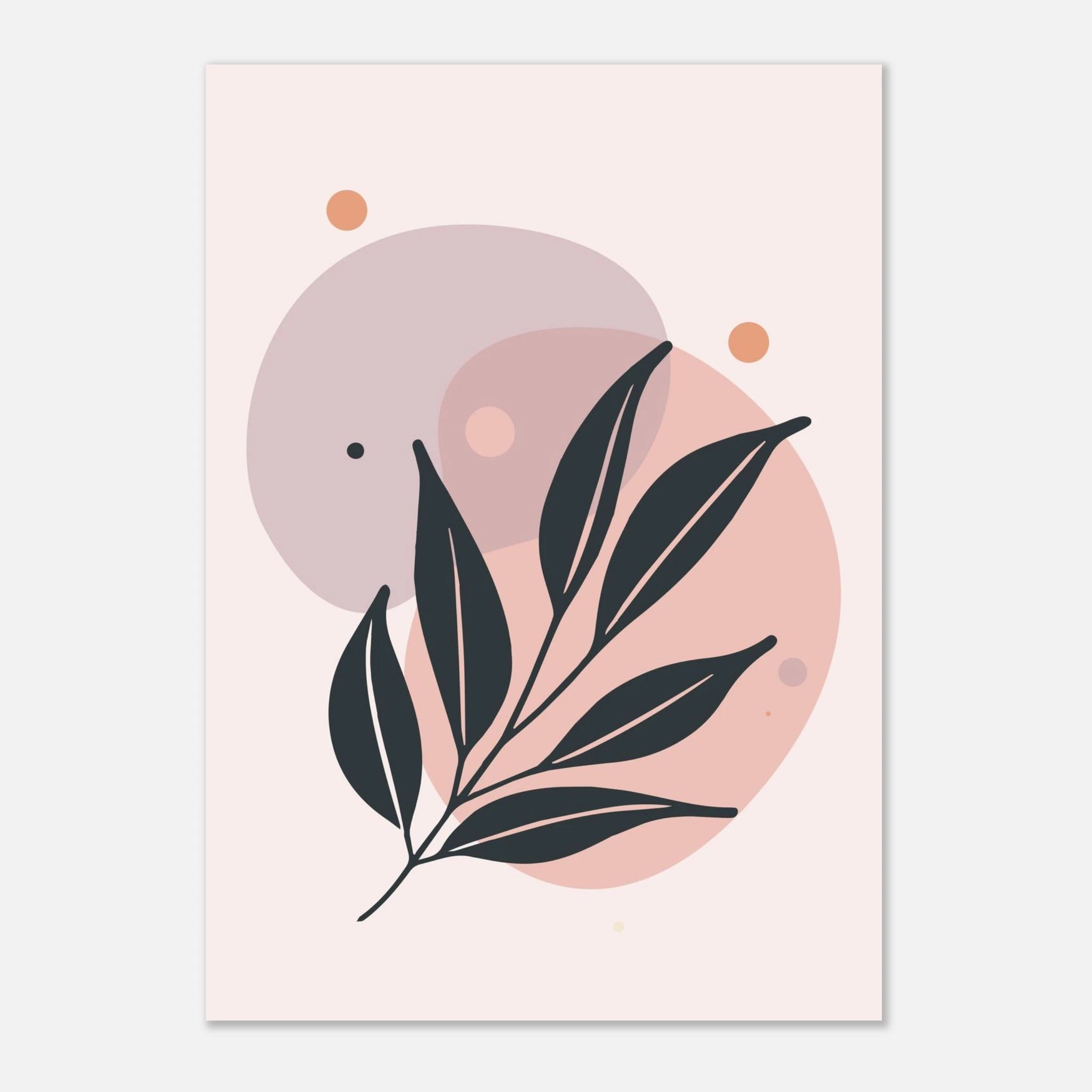 Unframed - Muted Blush Leaves Modern Abstract Wall Art - Jerin