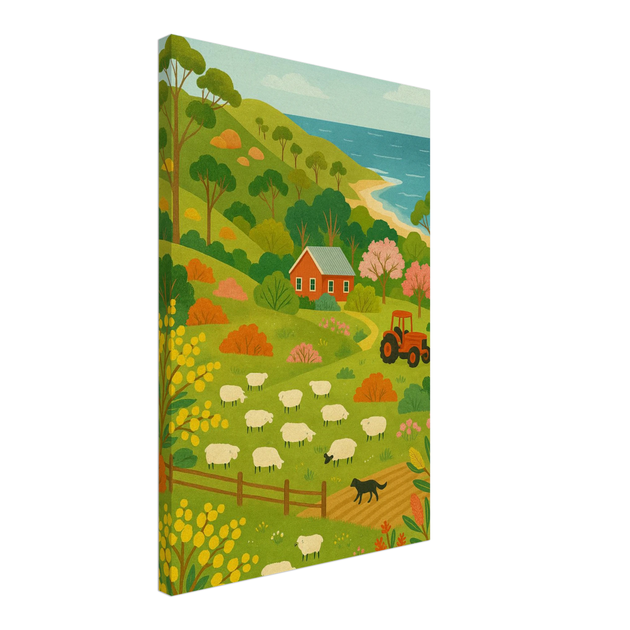 Canvas 40x60 cm 16x24″ - Coastal Sheep Farm – Australian Countryside Canvas Wall Art - Play By Print