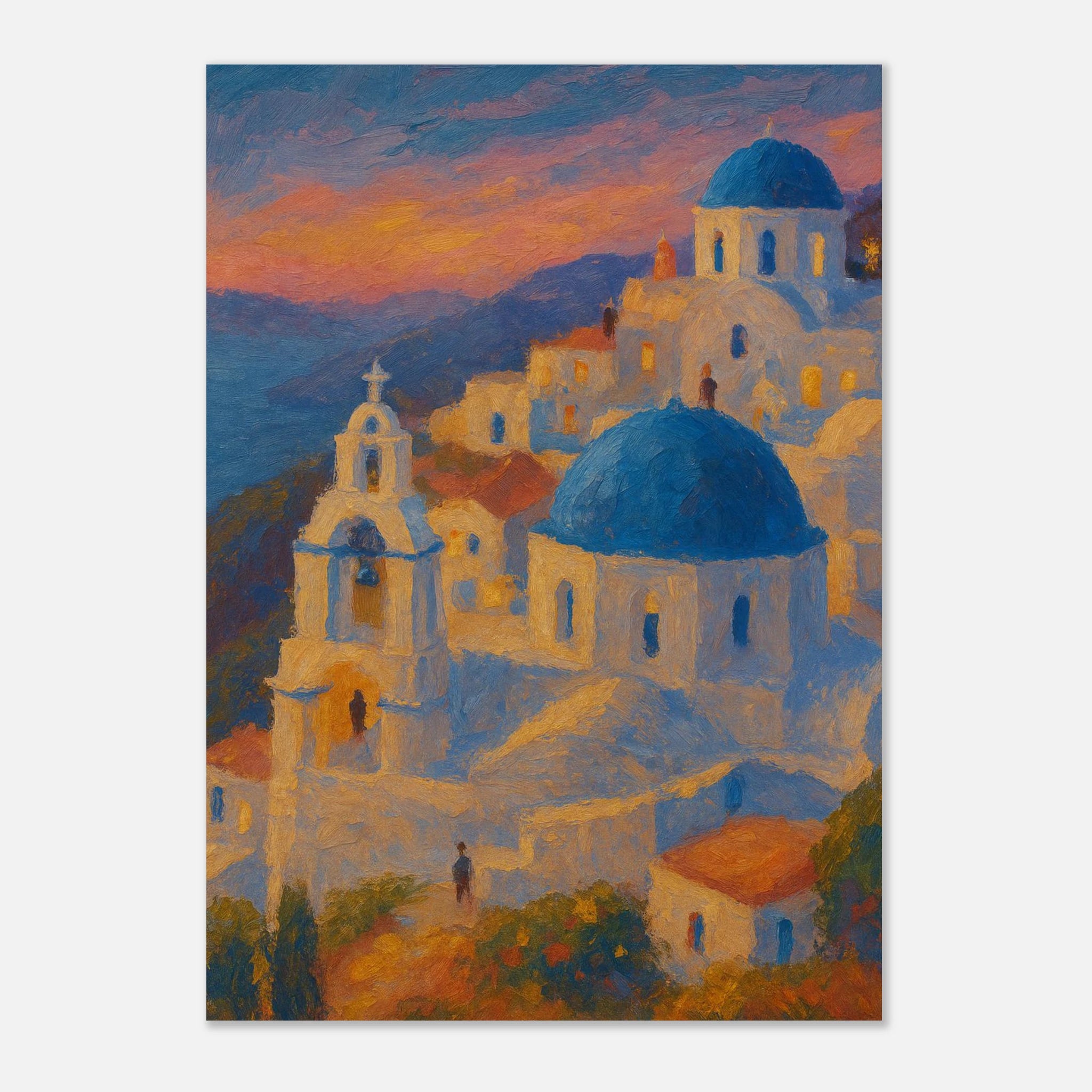 Unframed A1 (59.4 x 84.1 cm) - "Sunset Over Santorini" Print | Mediterranean Wall Art - Play By Print