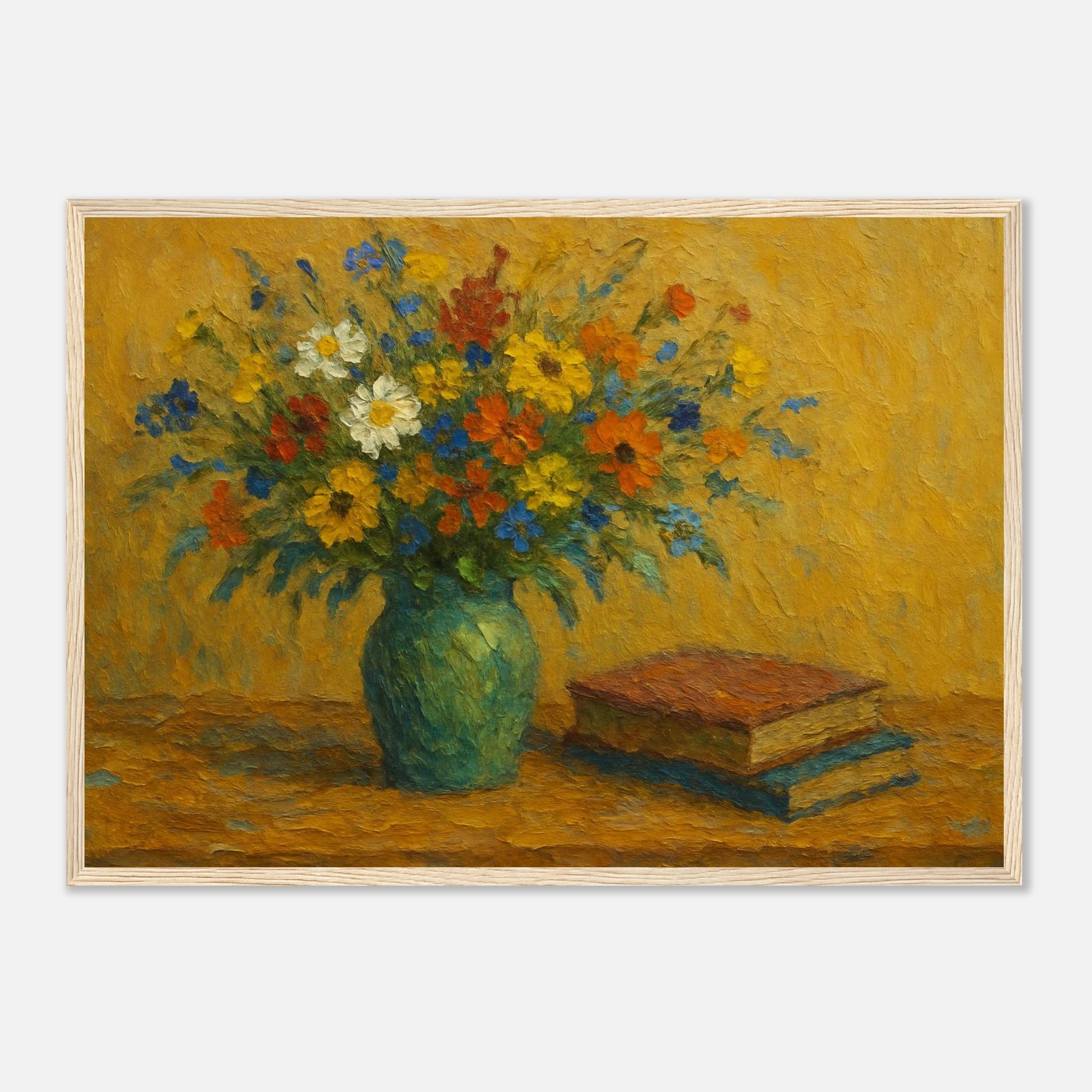 Wood frame A2 (42 x 59.4 cm) - “Wild Blooms & Well-Worn Pages” | Floral Still Life - Play By Print