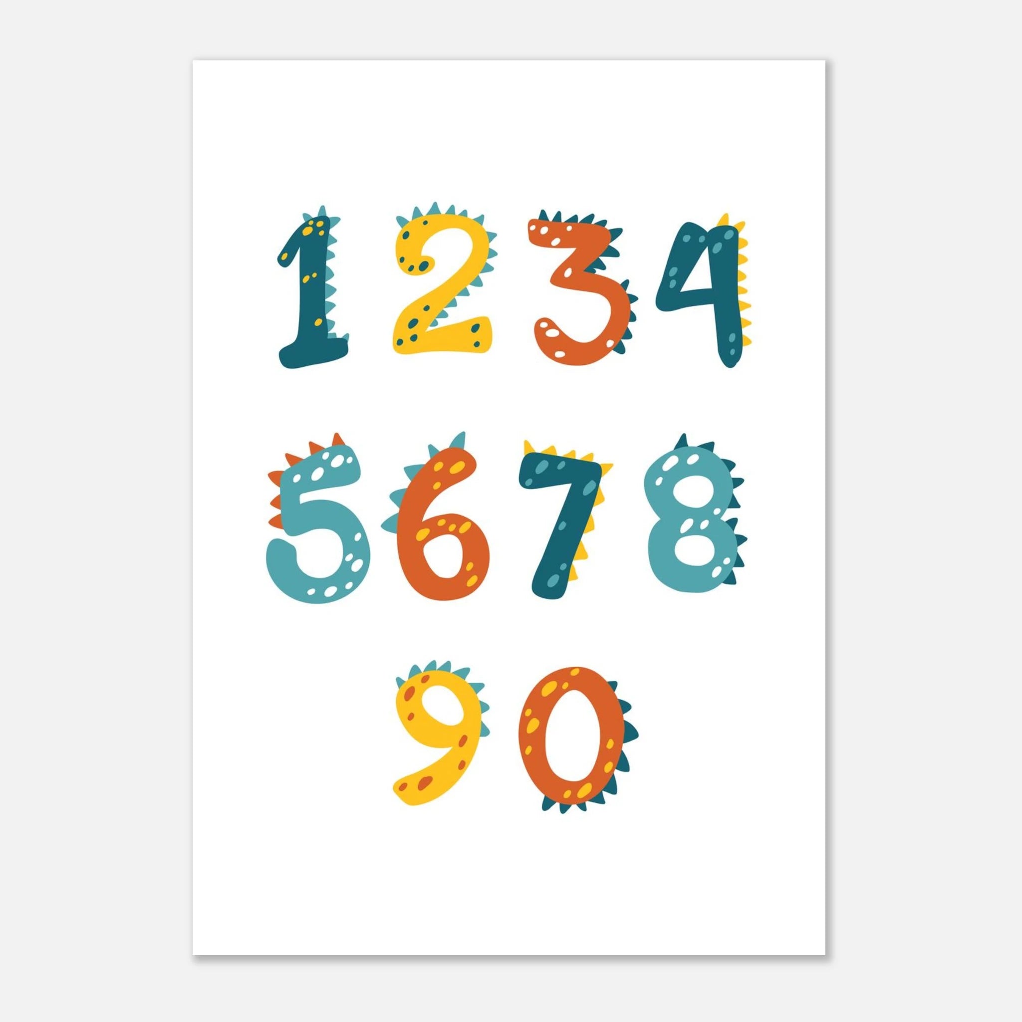 Unframed - Dinosaur Numbers Poster | 0–9 Counting Print for Kids - CDT