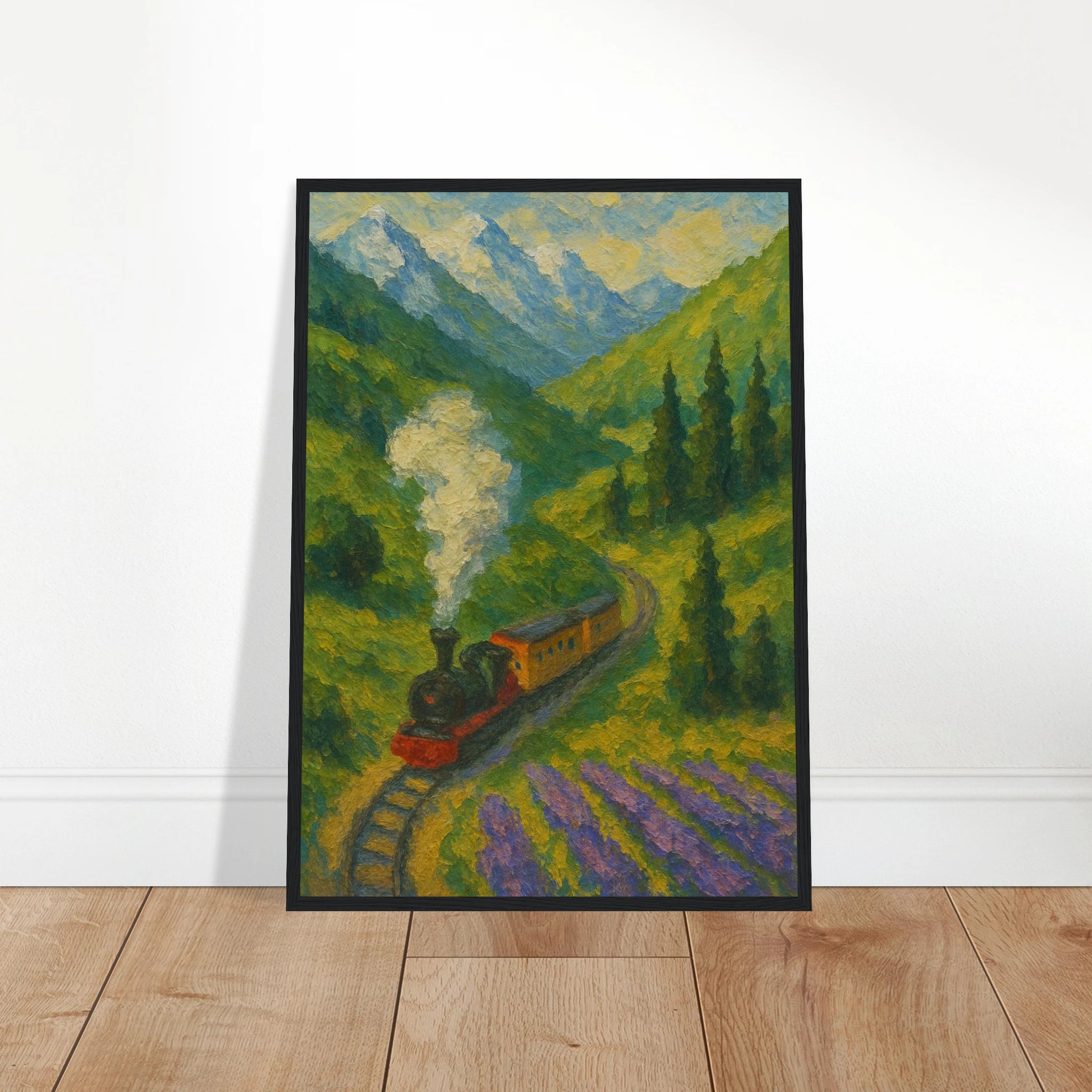 # all-groups - Mountain Steam Train Wall Art | Textured Painterly Travel - Play By Print